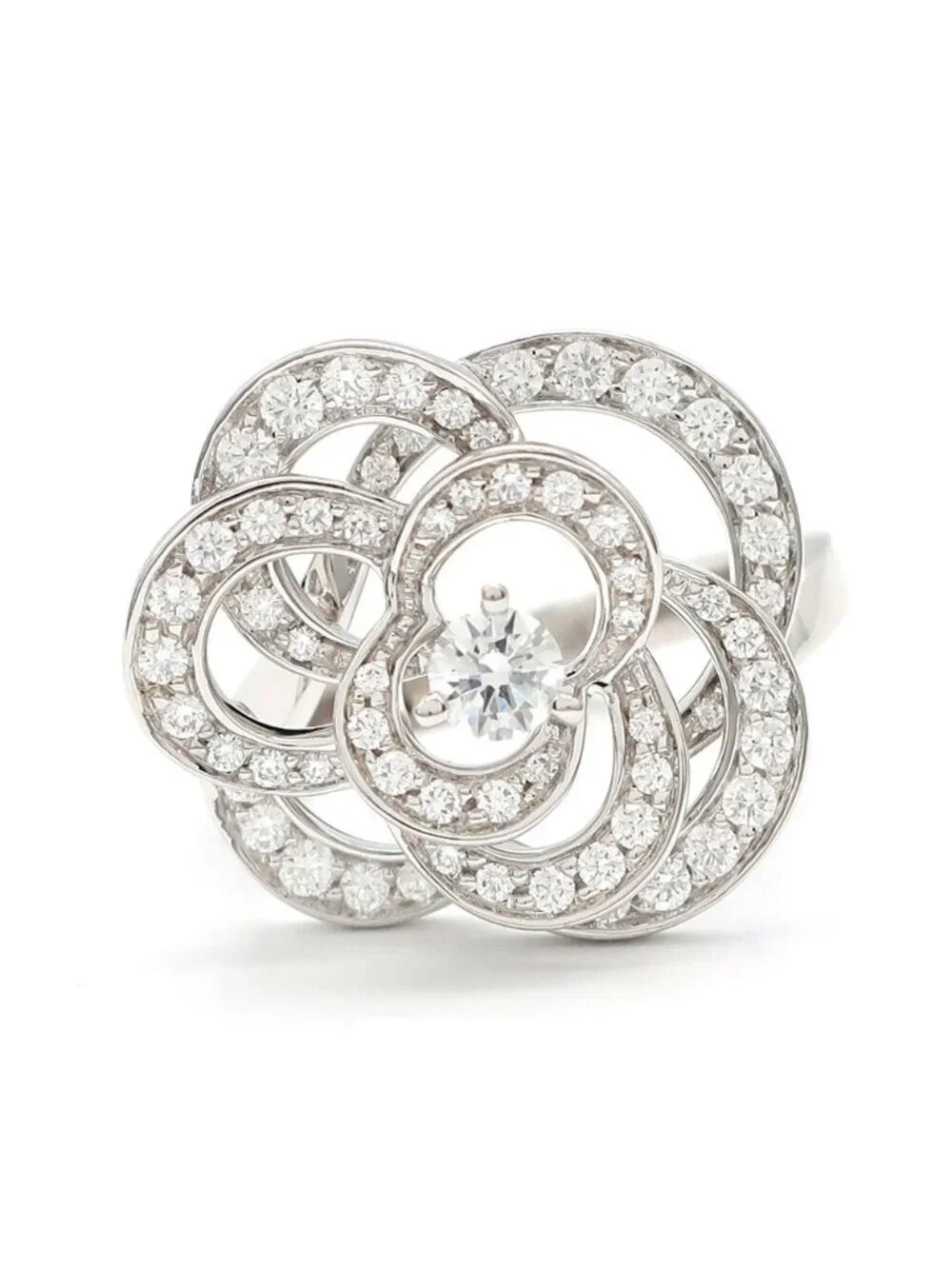 Chanel Ten Ring Camellia Diamond 750 18k White Gold